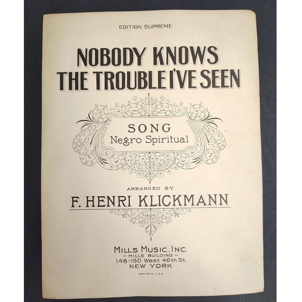 Nobody Knows The‎ Trouble I've Seen 1926 Sheet Music Ornate Scrollwork Cover